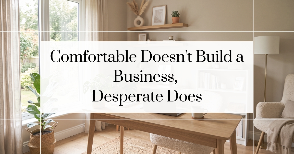 Comfortable Doesn’t Build a Business — Desperate Does Comfortable Doesn't Build a Business — Desperate Does, Profitable Myofunctional Therapist podcast episode 86 title card