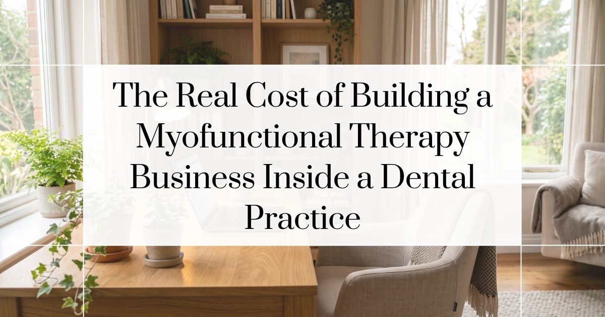 Myofunctional therapy business inside a dental practice, title card for Episode 82